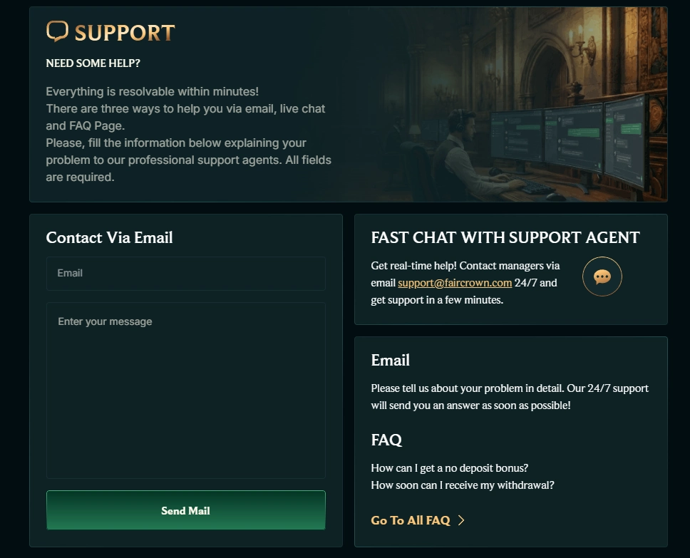 faircrown casino support